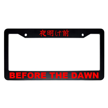 Before the Dawn ABS Black Plastic Kanji Japanese License Plate Frame - Red Text