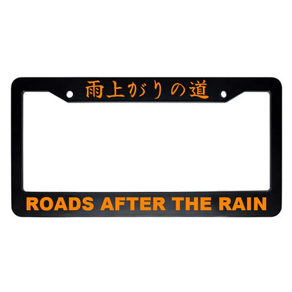Roads After the Rain ABS Black Plastic Kanji Japanese License Plate Frame - Orange Text
