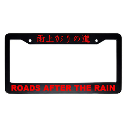 Roads After the Rain ABS Black Plastic Kanji Japanese License Plate Frame - Red Text