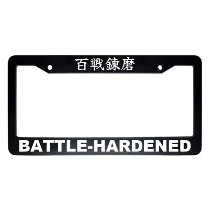 Battle-hardened ABS Black Plastic Kanji Japanese License Plate Frame - White Text