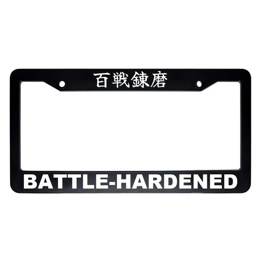 Battle-hardened ABS Black Plastic Kanji Japanese License Plate Frame - White Text