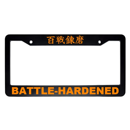 Battle-hardened ABS Black Plastic Kanji Japanese License Plate Frame - Orange Text