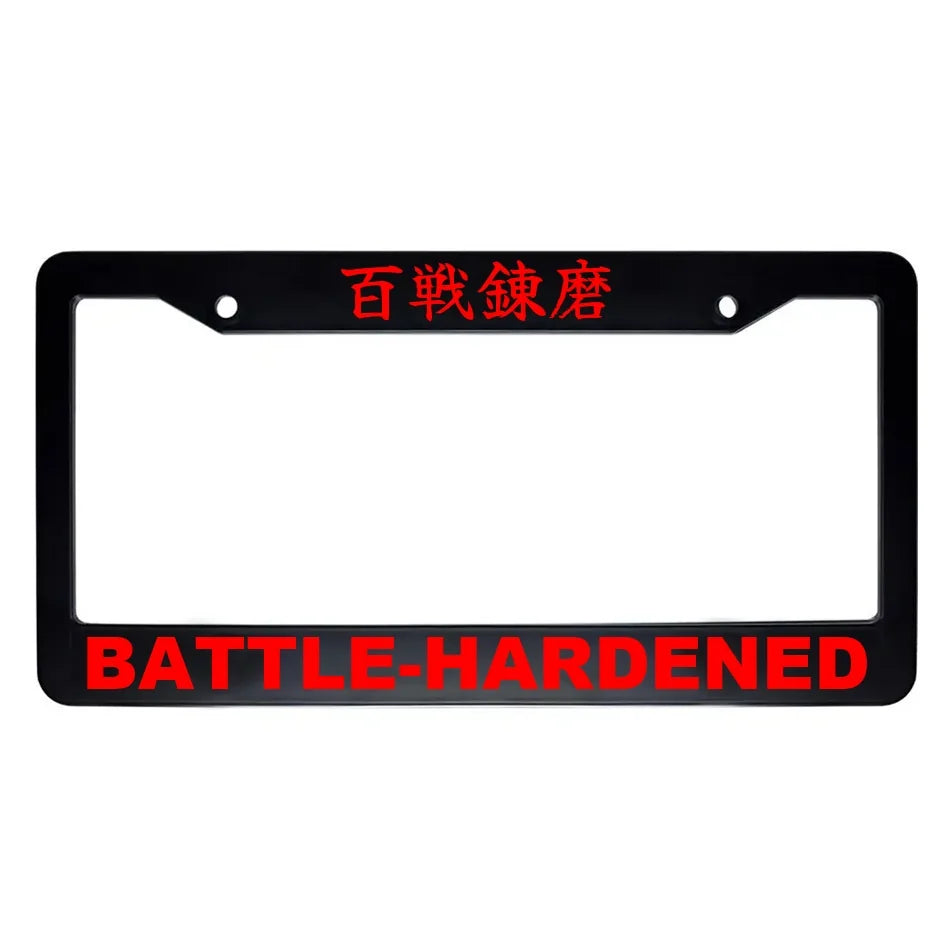 Battle-hardened ABS Black Plastic Kanji Japanese License Plate Frame - Red Text