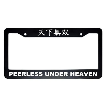 Peerless Under Heaven ABS Black Plastic Kanji Japanese License Plate Frame - White Text