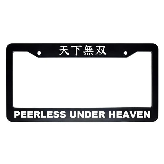 Peerless Under Heaven ABS Black Plastic Kanji Japanese License Plate Frame - White Text