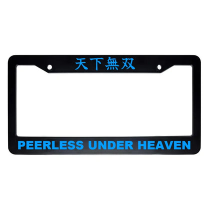 Peerless Under Heaven ABS Black Plastic Kanji Japanese License Plate Frame - Blue Text