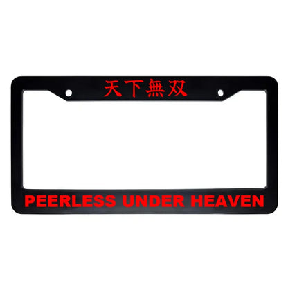 Peerless Under Heaven ABS Black Plastic Kanji Japanese License Plate Frame - Red Text