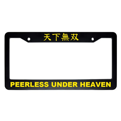Peerless Under Heaven ABS Black Plastic Kanji Japanese License Plate Frame - Yellow Text