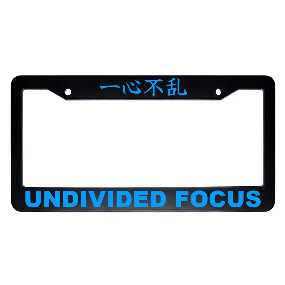 Undivided Focus ABS Black Plastic Kanji Japanese License Plate Frame - Blue Text