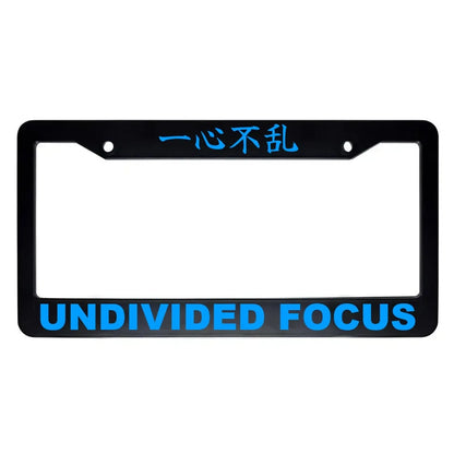 Undivided Focus ABS Black Plastic Kanji Japanese License Plate Frame - Blue Text