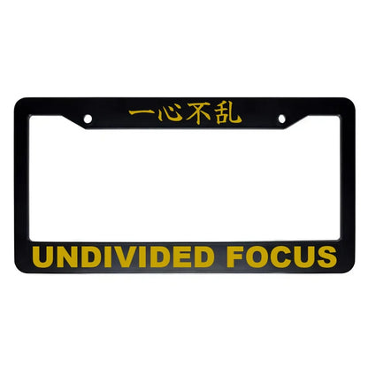 Undivided Focus ABS Black Plastic Kanji Japanese License Plate Frame - Gold Text