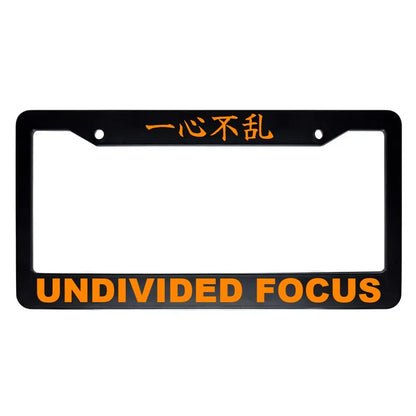 Undivided Focus ABS Black Plastic Kanji Japanese License Plate Frame - Orange Text