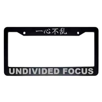 Undivided Focus ABS Black Plastic Kanji Japanese License Plate Frame - Silver Text