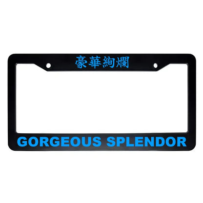 Gorgeous Splendor ABS Black Plastic Kanji Japanese License Plate Frame - Blue Text