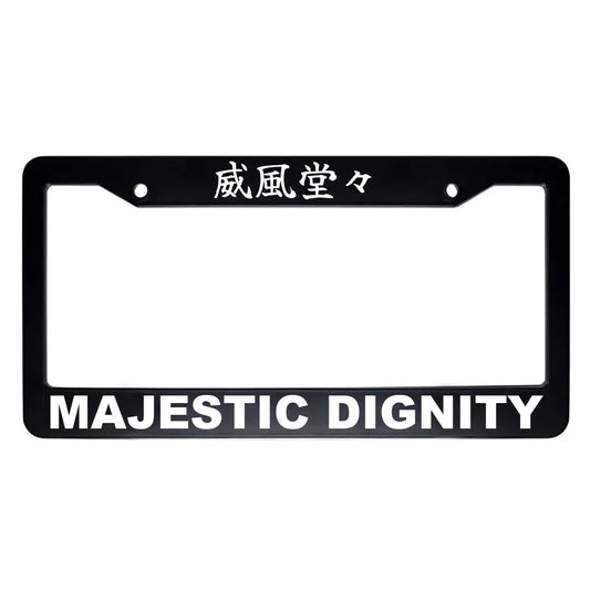 Majestic Dignity ABS Black Plastic Kanji Japanese License Plate Frame - White Text