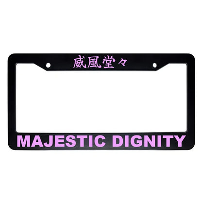 Majestic Dignity ABS Black Plastic Kanji Japanese License Plate Frame - Pink Text