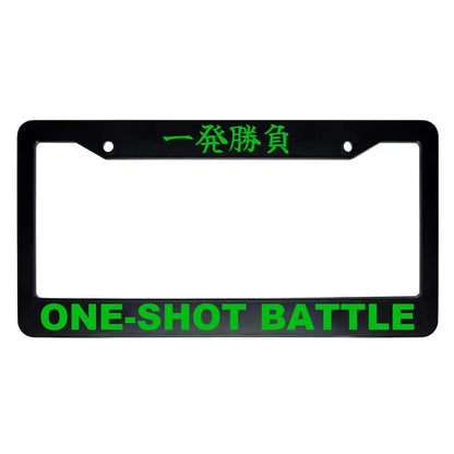One-shot Battle ABS Black Plastic Kanji Japanese License Plate Frame - Green Text