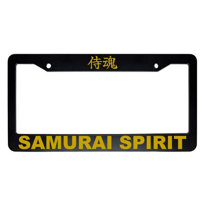 Samurai Spirit ABS Black Plastic Kanji Japanese License Plate Frame - Gold Text