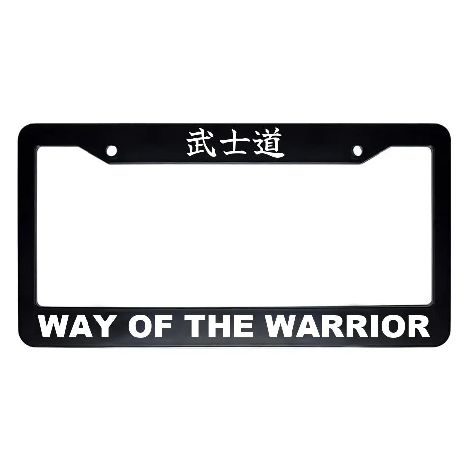 Way of the Warrior ABS Black Plastic Kanji Japanese License Plate Frame - White Text
