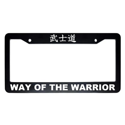 Way of the Warrior ABS Black Plastic Kanji Japanese License Plate Frame - White Text