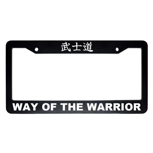 Way of the Warrior ABS Black Plastic Kanji Japanese License Plate Frame - White Text
