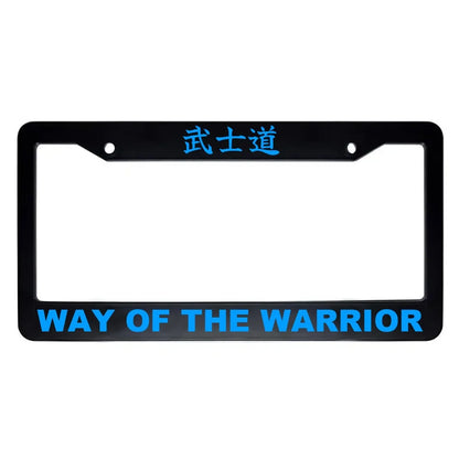 Way of the Warrior ABS Black Plastic Kanji Japanese License Plate Frame - Blue Text