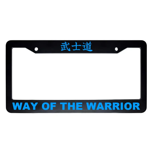 Way of the Warrior ABS Black Plastic Kanji Japanese License Plate Frame - Blue Text