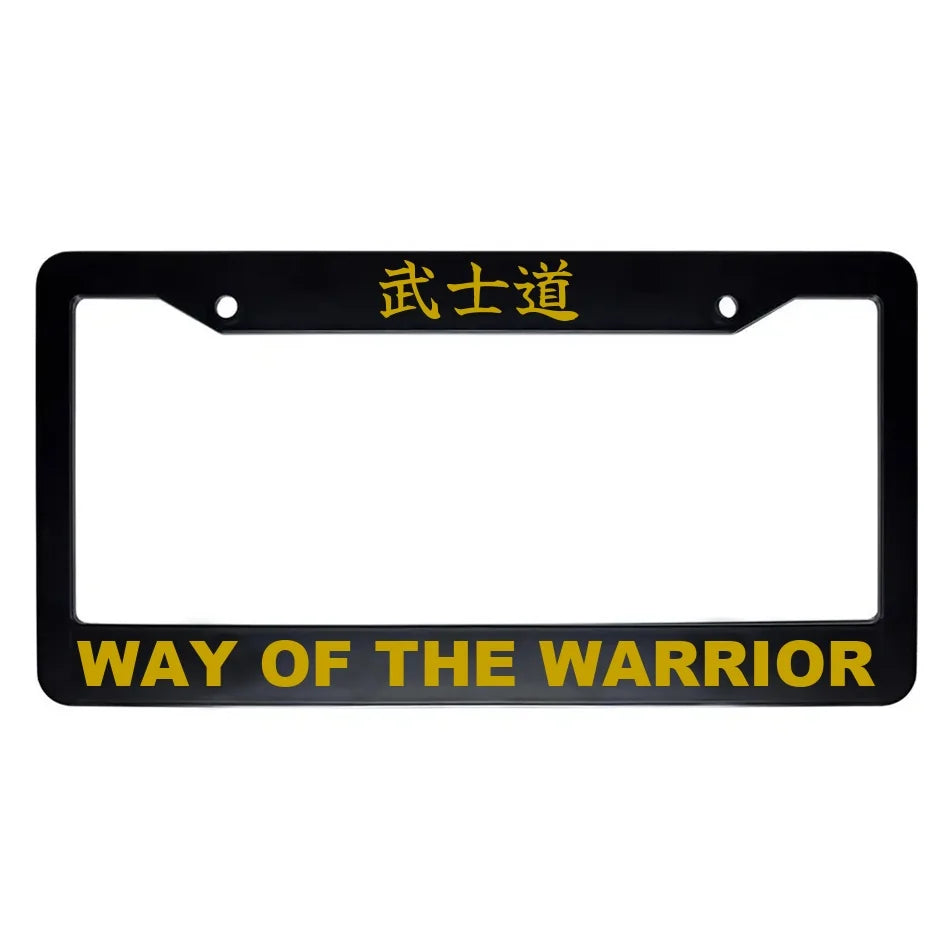Way of the Warrior ABS Black Plastic Kanji Japanese License Plate Frame - Gold Text