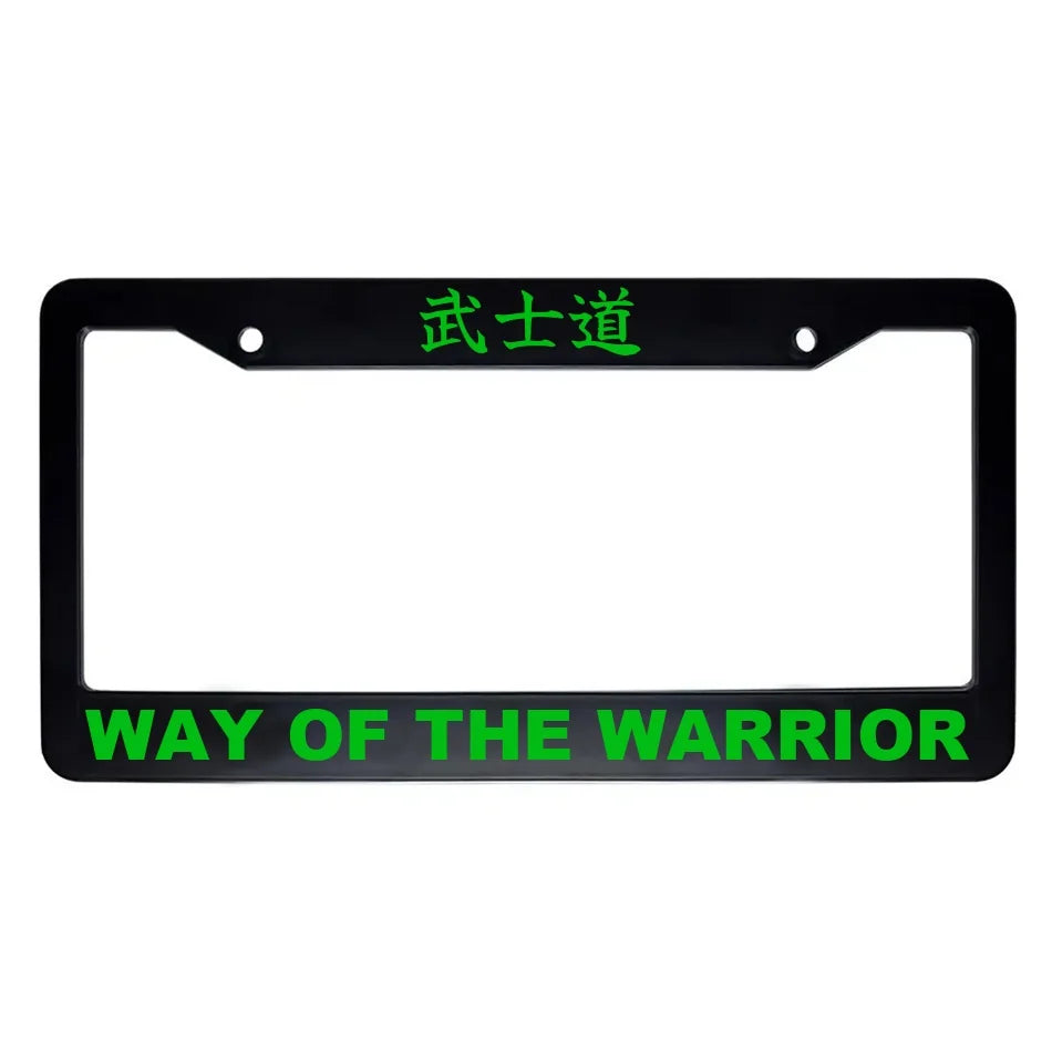 Way of the Warrior ABS Black Plastic Kanji Japanese License Plate Frame - Green Text