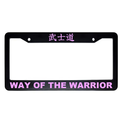 Way of the Warrior ABS Black Plastic Kanji Japanese License Plate Frame - Pink Text