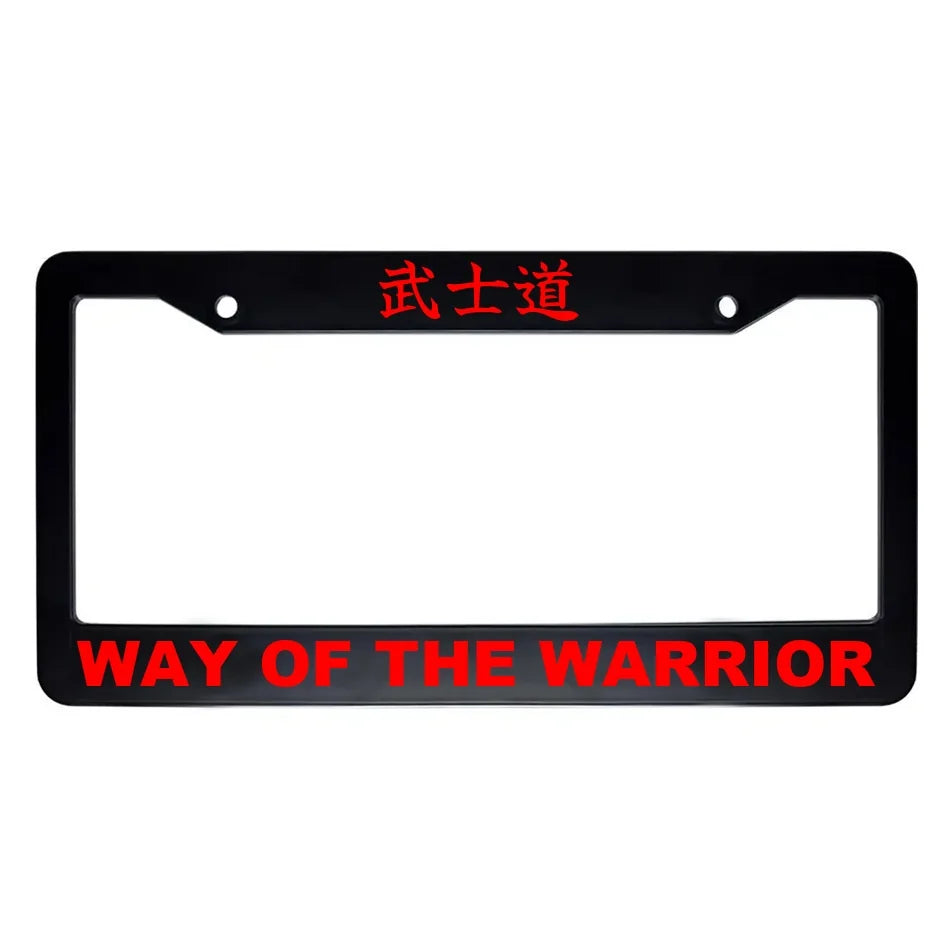 Way of the Warrior ABS Black Plastic Kanji Japanese License Plate Frame - Red Text