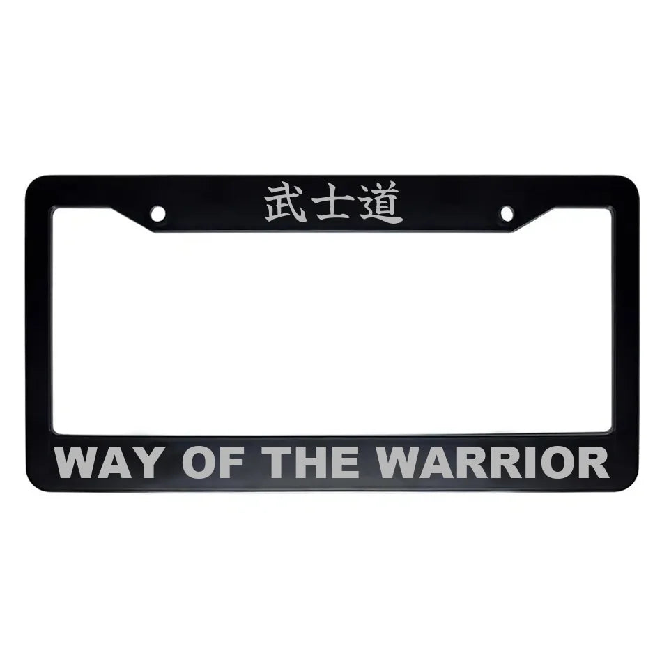 Way of the Warrior ABS Black Plastic Kanji Japanese License Plate Frame - Silver Text
