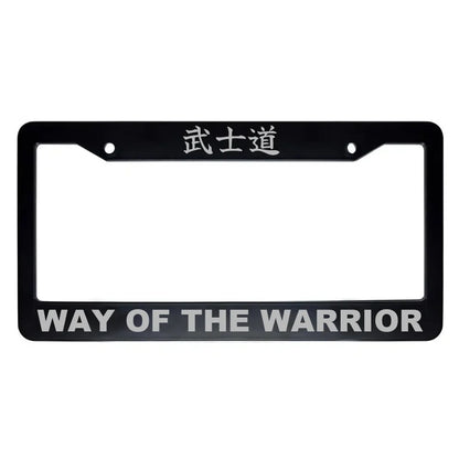 Way of the Warrior ABS Black Plastic Kanji Japanese License Plate Frame - Silver Text