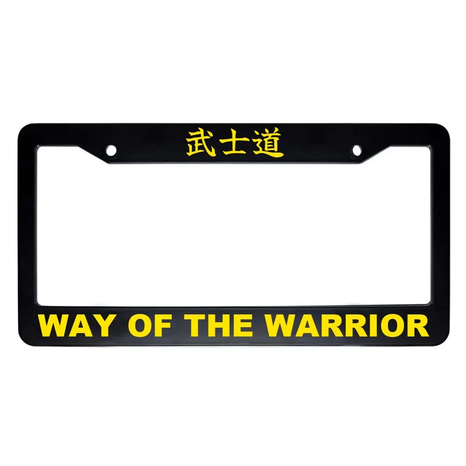 Way of the Warrior ABS Black Plastic Kanji Japanese License Plate Frame - Yellow Text