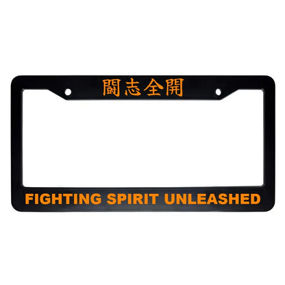 Fighting Spirit Unleashed ABS Black Plastic Kanji Japanese License Plate Frame - Orange Text