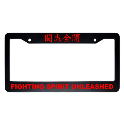 Fighting Spirit Unleashed ABS Black Plastic Kanji Japanese License Plate Frame - Red Text