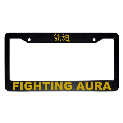 Fighting Aura ABS Black Plastic Kanji Japanese License Plate Frame - Gold Text