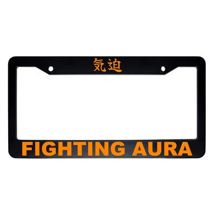 Fighting Aura ABS Black Plastic Kanji Japanese License Plate Frame - Orange Text