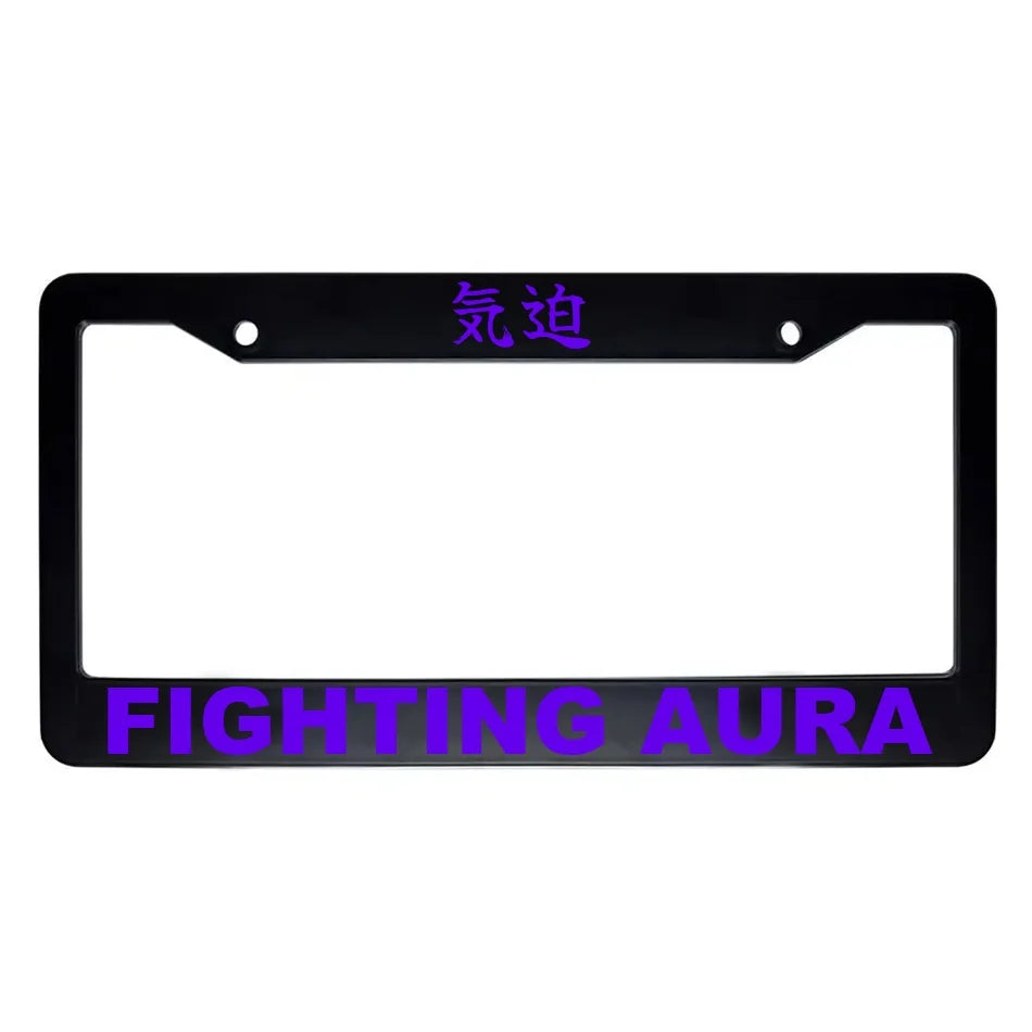 Fighting Aura ABS Black Plastic Kanji Japanese License Plate Frame - Purple Text