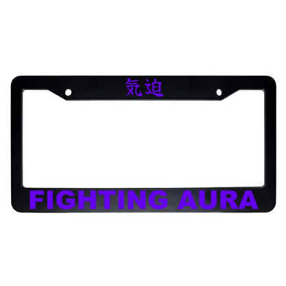 Fighting Aura ABS Black Plastic Kanji Japanese License Plate Frame - Purple Text