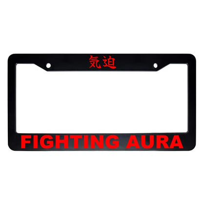 Fighting Aura ABS Black Plastic Kanji Japanese License Plate Frame - Red Text