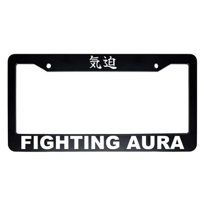 Fighting Aura ABS Black Plastic Kanji Japanese License Plate Frame - White Text