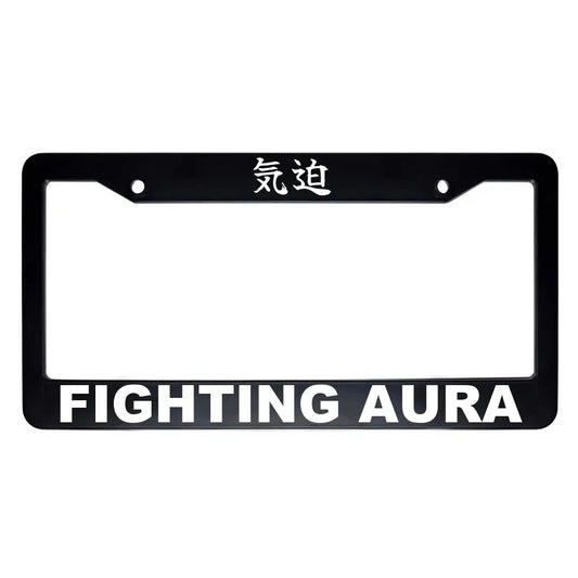 Fighting Aura ABS Black Plastic Kanji Japanese License Plate Frame - White Text