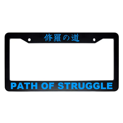 Path of Struggle ABS Black Plastic Kanji Japanese License Plate Frame - Blue Text
