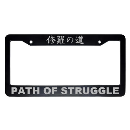 Path of Struggle ABS Black Plastic Kanji Japanese License Plate Frame - Silver Text