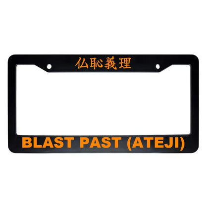 Blast Past (ateji) ABS Black Plastic Kanji Japanese License Plate Frame - Orange Text