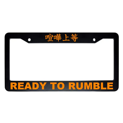 Ready to Rumble ABS Black Plastic Kanji Japanese License Plate Frame - Orange Text