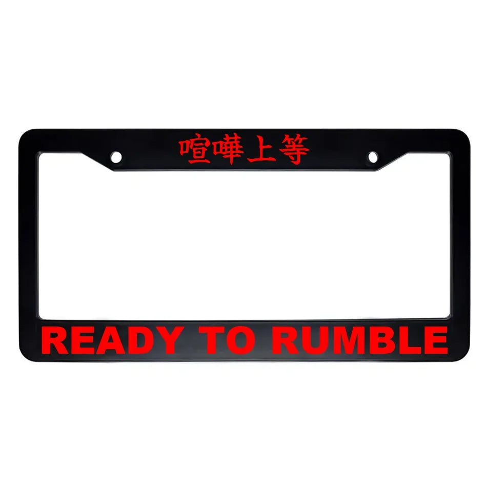 Ready to Rumble ABS Black Plastic Kanji Japanese License Plate Frame - Red Text