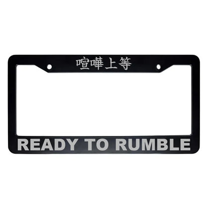 Ready to Rumble ABS Black Plastic Kanji Japanese License Plate Frame - Silver Text
