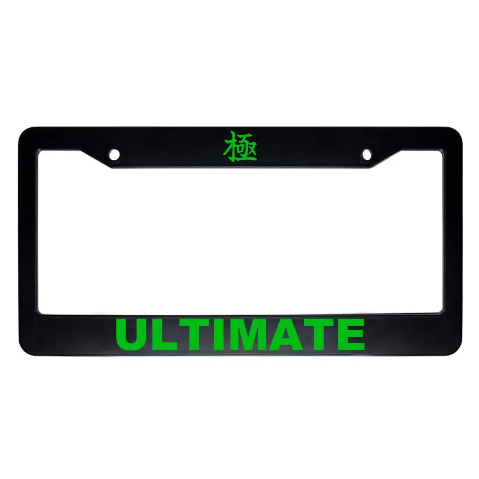 Ultimate ABS Black Plastic Kanji Japanese License Plate Frame - Green Text